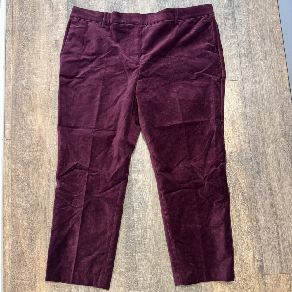 NWT Ann Taylor Petite Devin Fit Velvet Ankle Pants Burgundy Size 16P